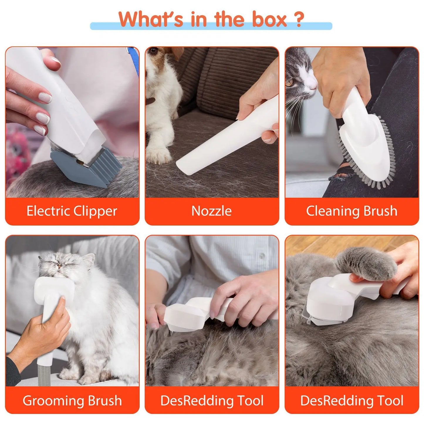 Ultimate 7-In-1 Professional Pet Grooming Kit: Low Noise Vacuum Clipper & Trimmer for Dogs