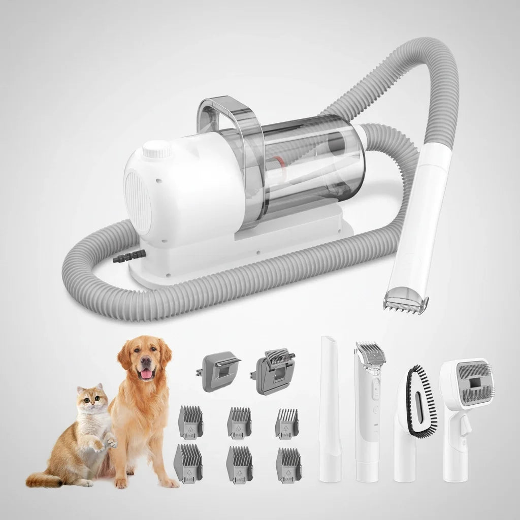 Ultimate 7-In-1 Professional Pet Grooming Kit: Low Noise Vacuum Clipper & Trimmer for Dogs
