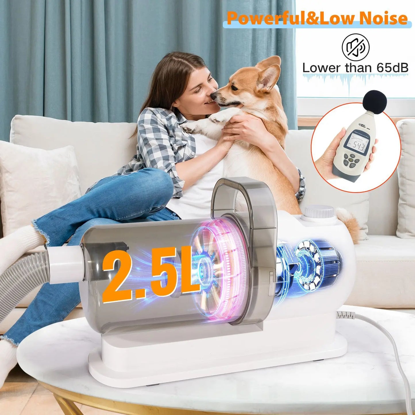 Ultimate 7-In-1 Professional Pet Grooming Kit: Low Noise Vacuum Clipper & Trimmer for Dogs
