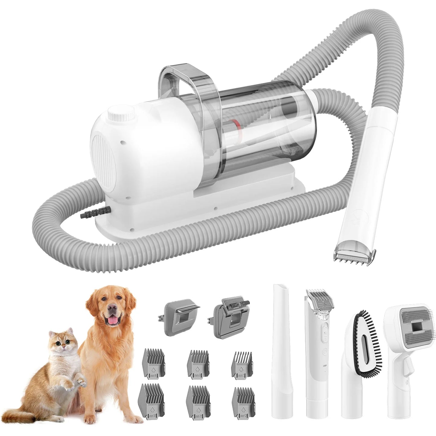 Ultimate 7-In-1 Professional Pet Grooming Kit: Low Noise Vacuum Clipper & Trimmer for Dogs